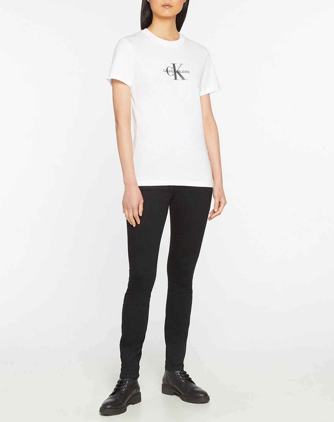 Calvin Klein Jeans T-Shirt Monogram Glitter blanc