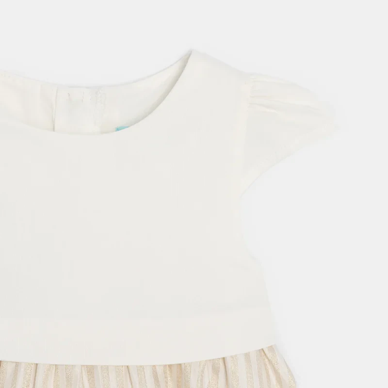 Robe chic 2 en 1 rayures brillantes bébé fille Blanc