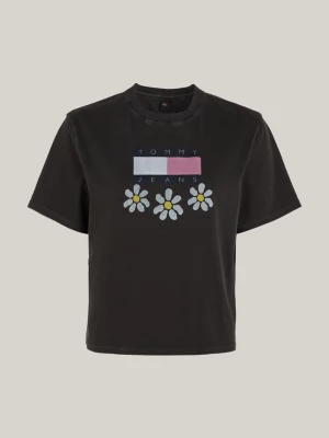 Camiseta Boxy Fit com Estampa de Margaridas