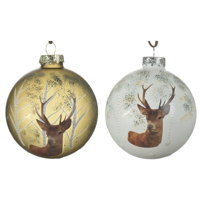 Christbaumkugeln - Hirsch - Ø = ca. 8 cm - 3 Stück - 1 Set