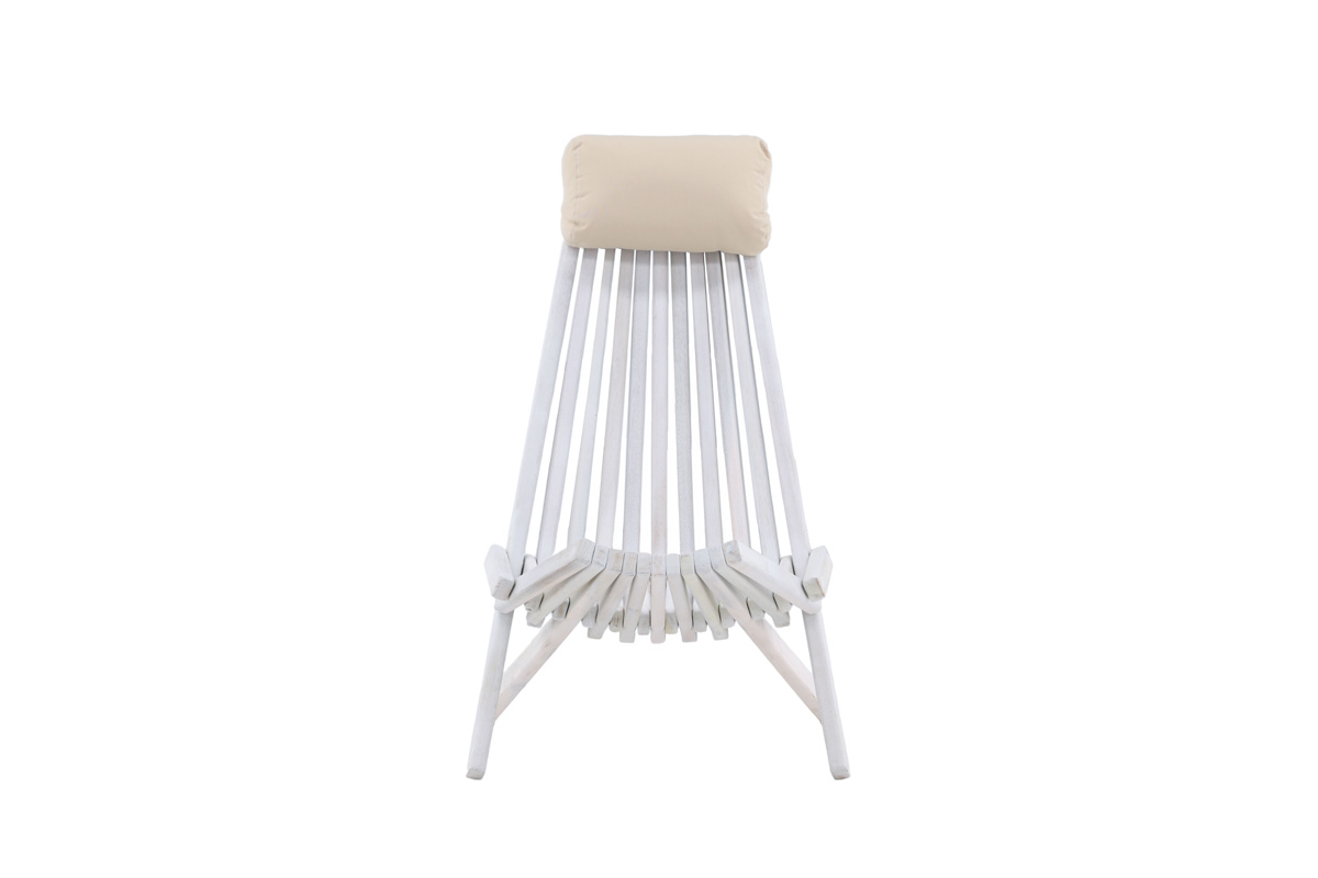 Houten tuin loungestoel Bastian - met hoofdkussen Wit