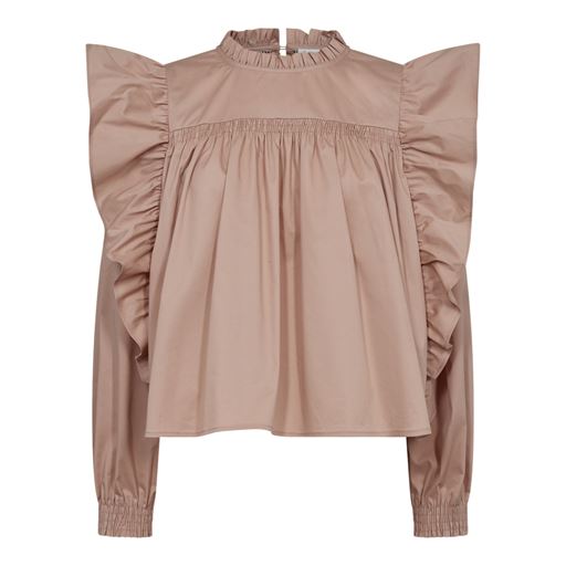 Co'Couture Cotton Crisp Frill Bluse, Old Rose, XS