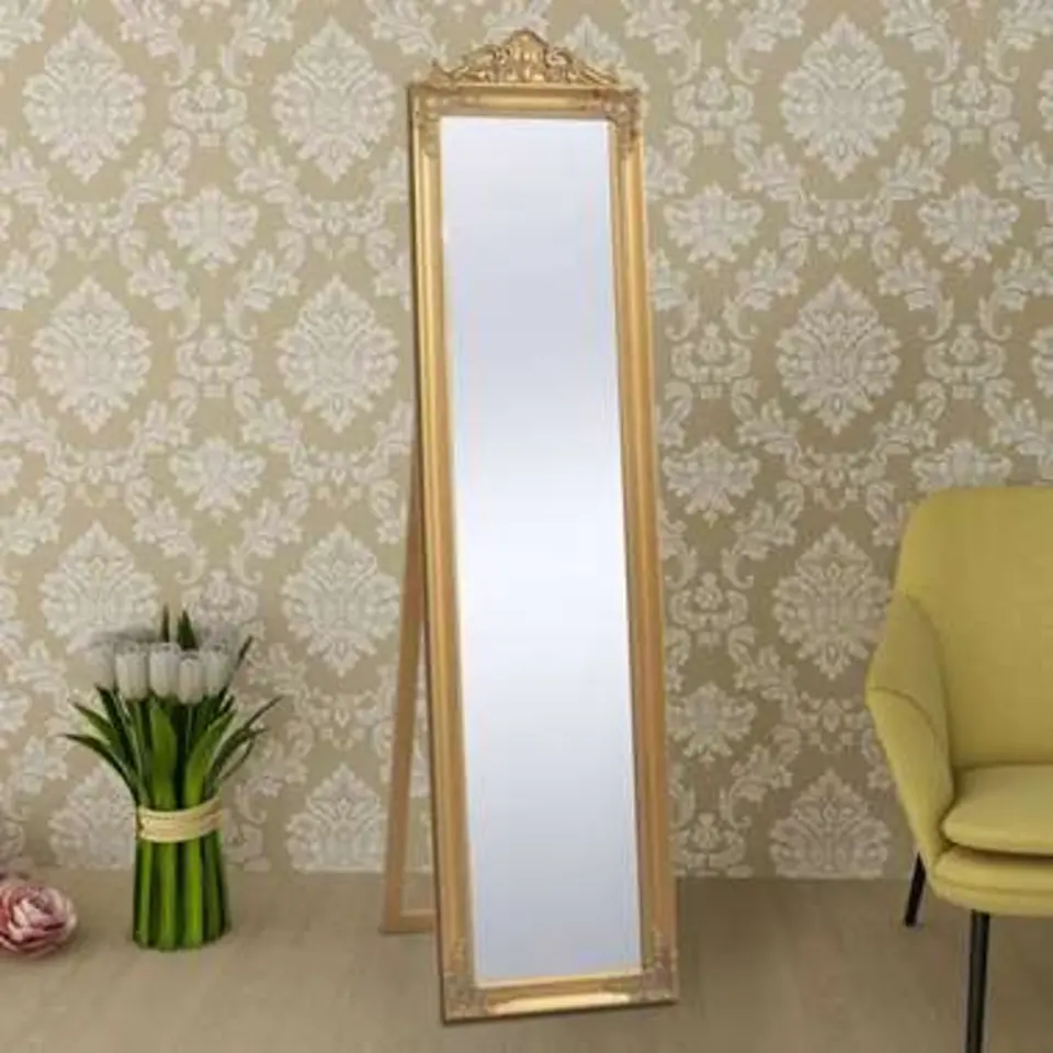 vidaXL - Vrijstaande Spiegel - Goud - Hout - 160 x 40 cm