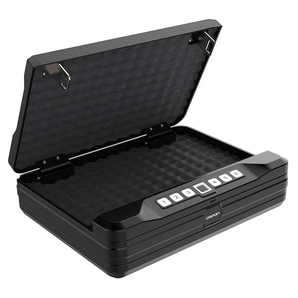 (300x234x68mm) Sicherheits Stahl Safe Tresor Aufbewahrungsbox mit Fingerabdrucksensor / Pin Code und Notfall Schlüssel (3.5kg)  - Schwarz