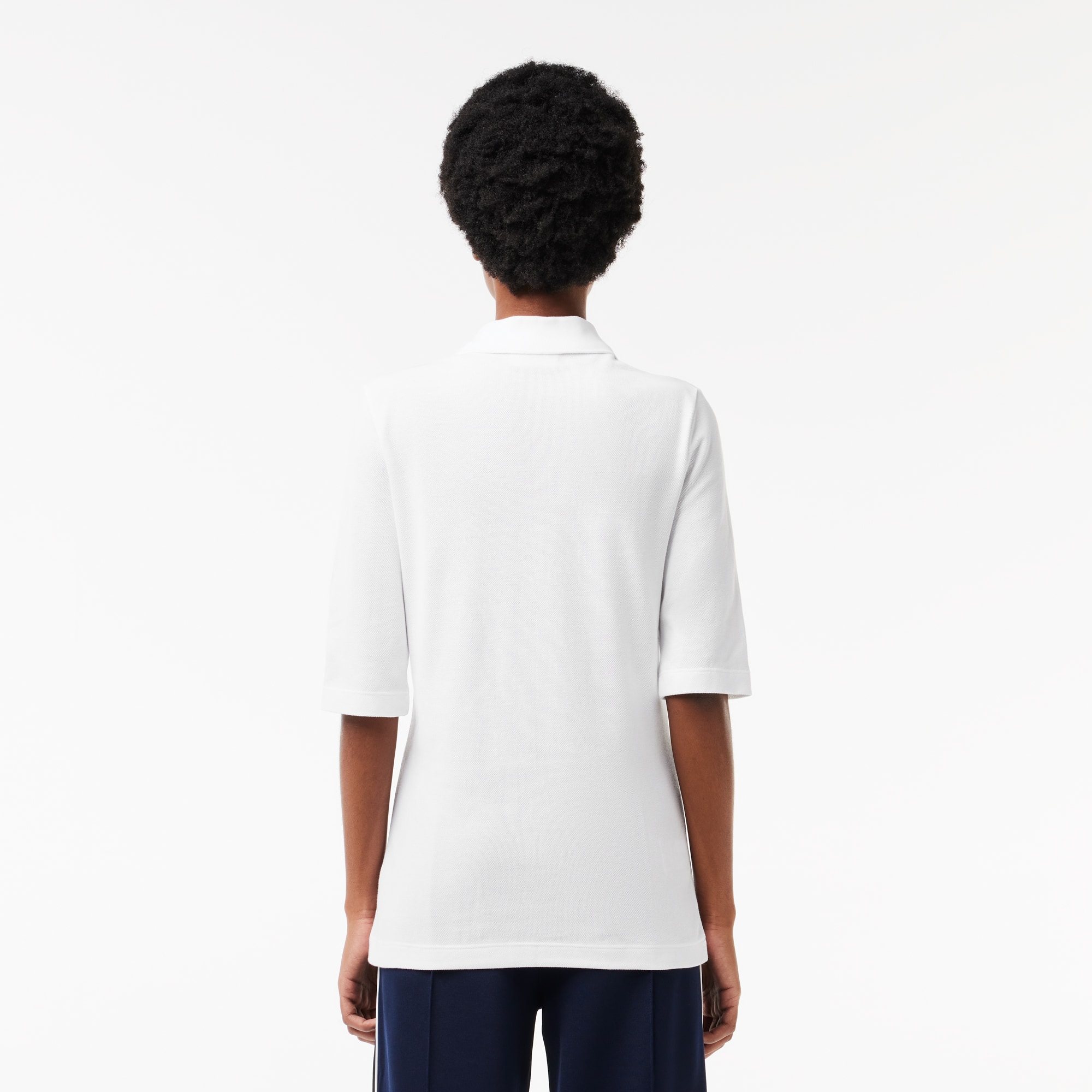 Polo Lacoste slim fit à manches trois-quarts en coton souple Manches Courtes - Blanc - Lacoste - Femme
