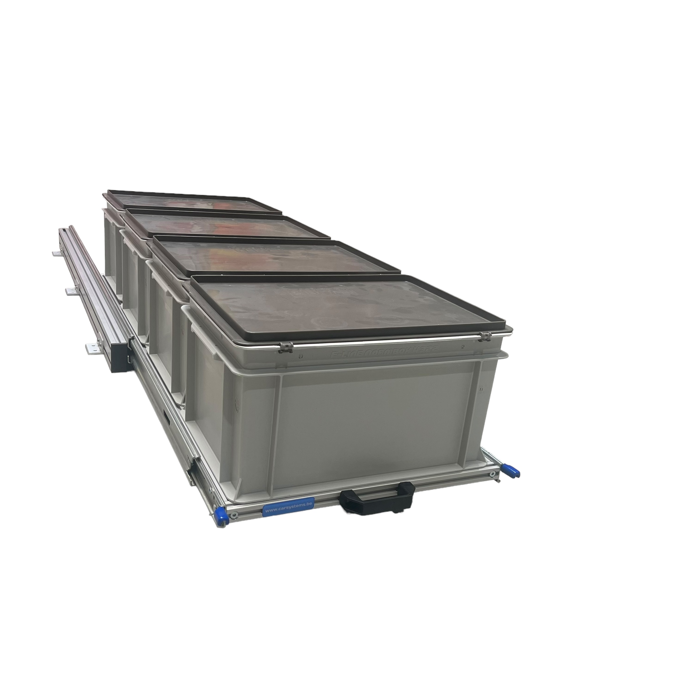 Aluminium schuifframe 120x40 cm met 4 bakken en deksel