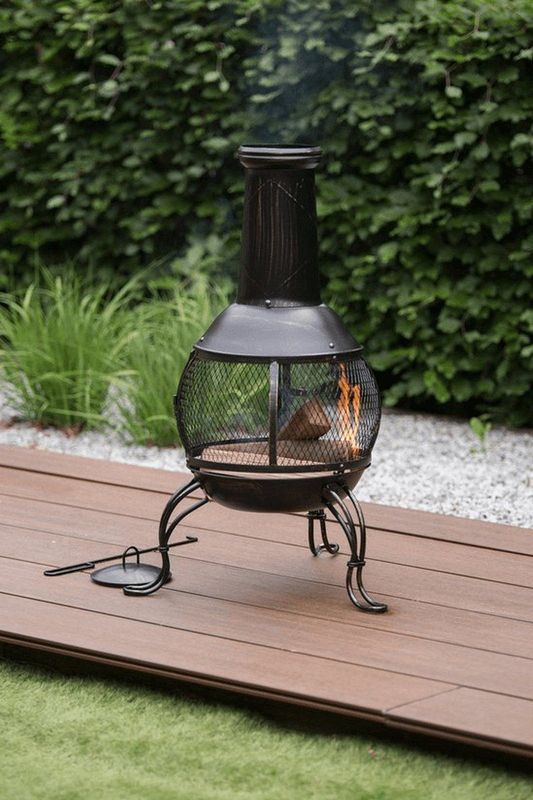 RedFire – Sauda – Zwart - Staal – Vuurkorf – Fire Pit – Stevig staal – Diameter 38cm – Terrasverwarming – Sfeerhaard
