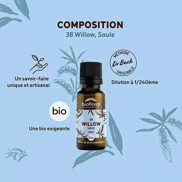 Biofloral 38 Willow Willow Grânulos Orgânicos de Florais de Bach 19,5g