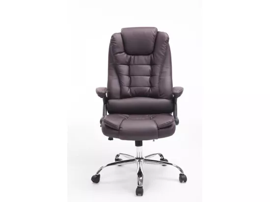 Chaise de bureau - Similicuir & Métal chromé - Marron - Thor