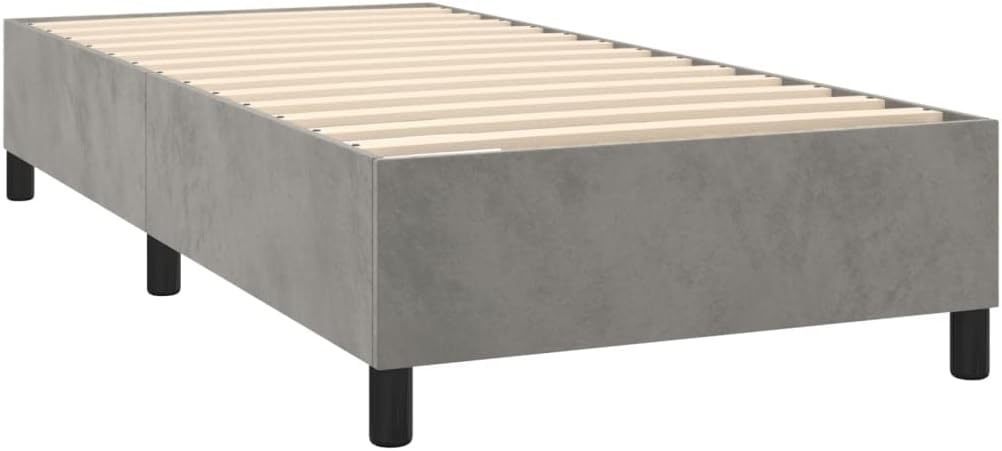 Boxspringbett mit Matratze Hellgrau 80x200 cm Samt,Premium Boxspringbett aus Samt mit verstellbarem Kopfteil und ergonomischer Matratze
