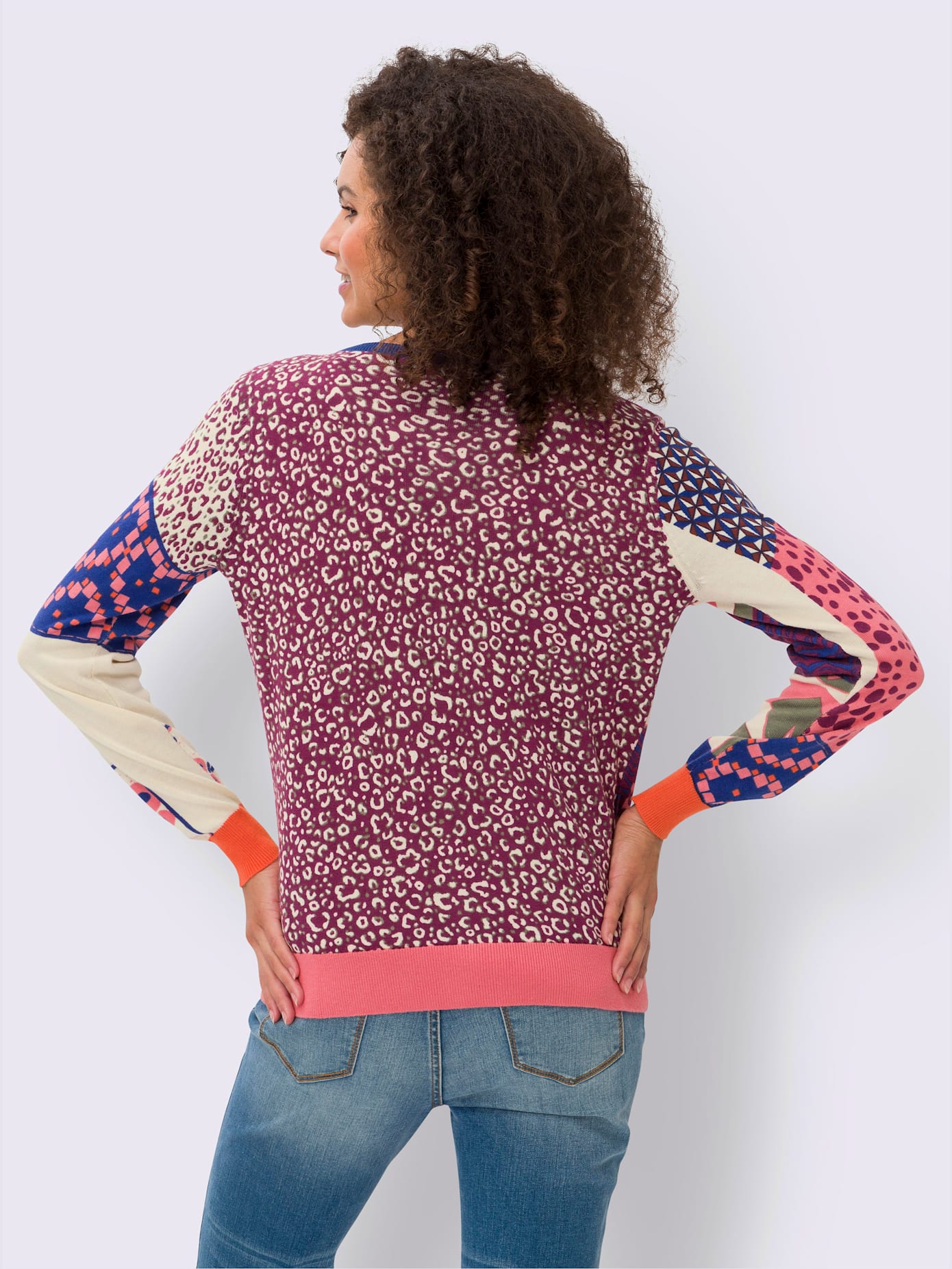 Cardigan mélange de motifs tendance