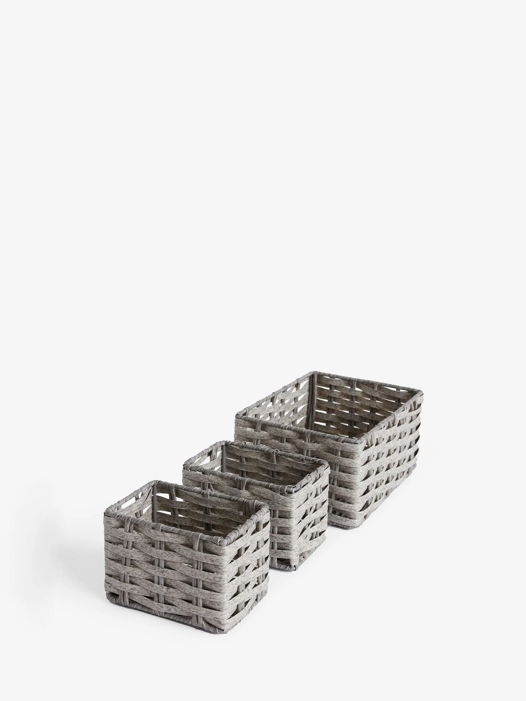 Set of 3 Mini Grey Storage Baskets