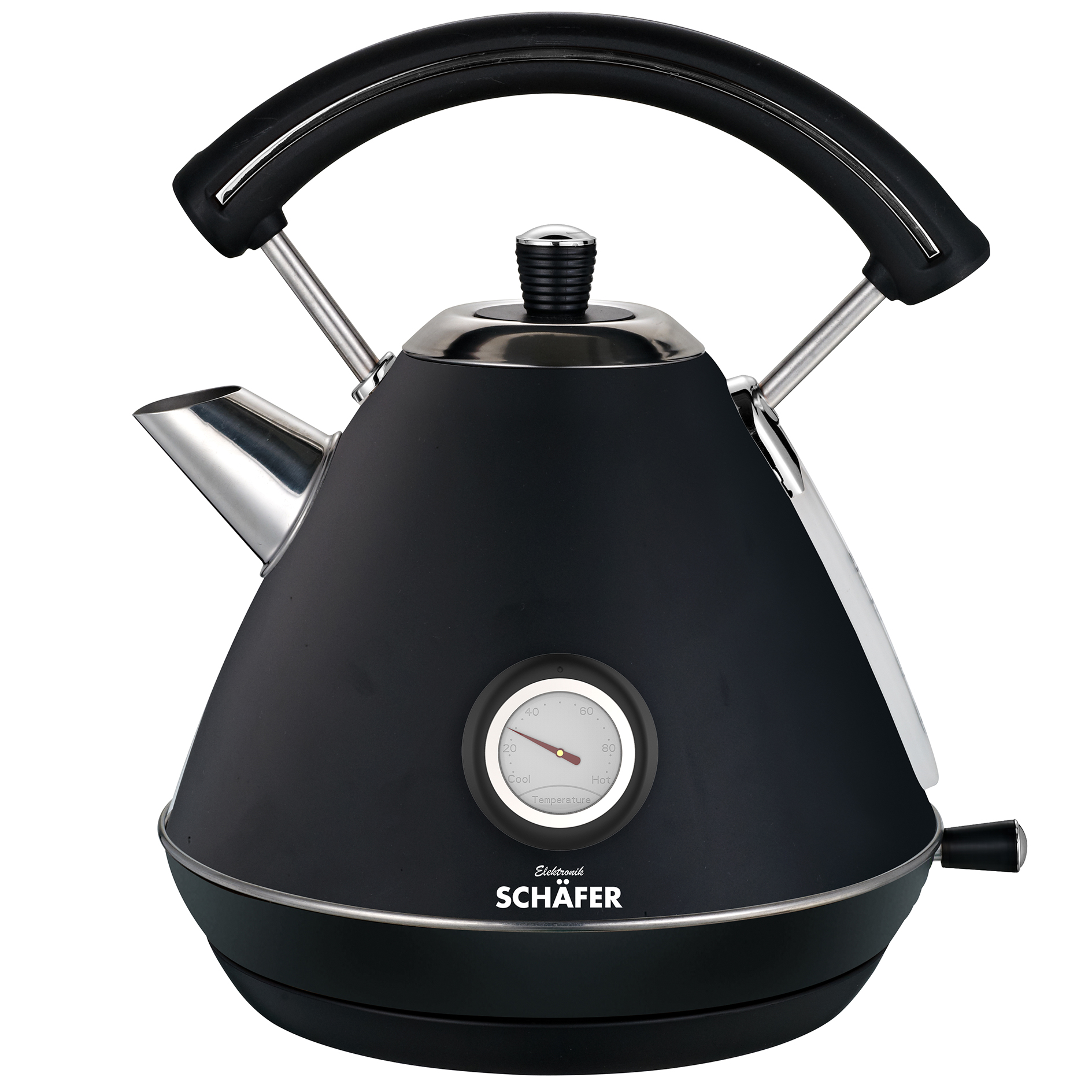 SCHÄFER Wasserkocher RETRO 74197 - schwarz - mit Temperaturanzeige