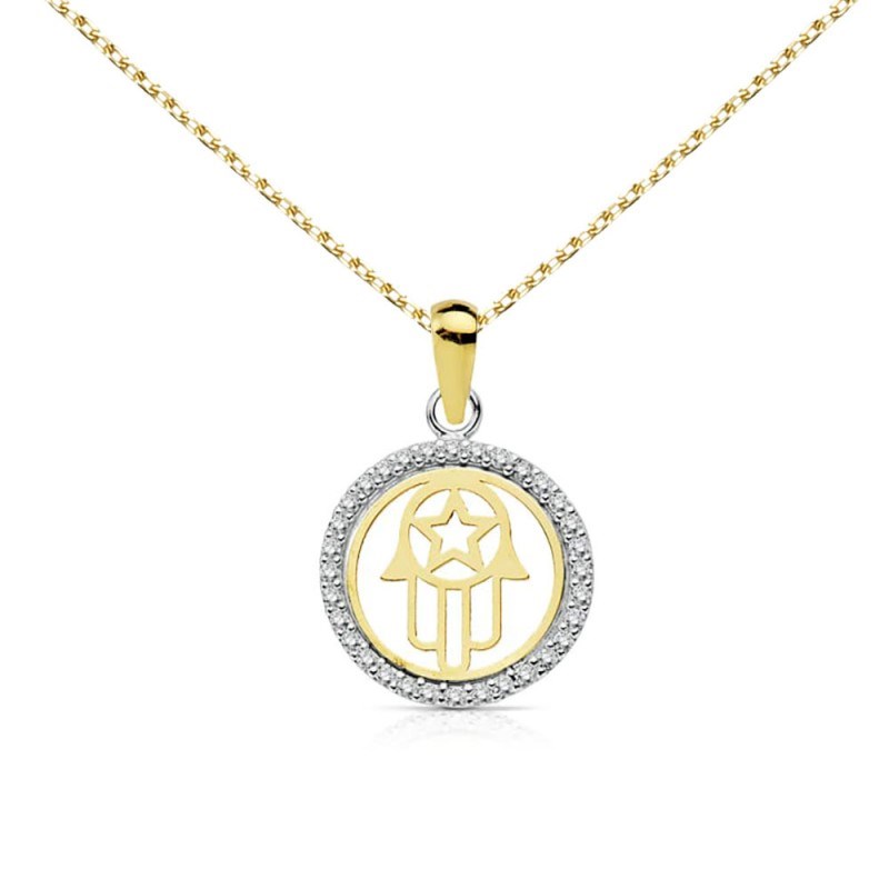 Collier - Pendentif Or 18 Carats 750/000 Main de Fatma - Chaine Dorée