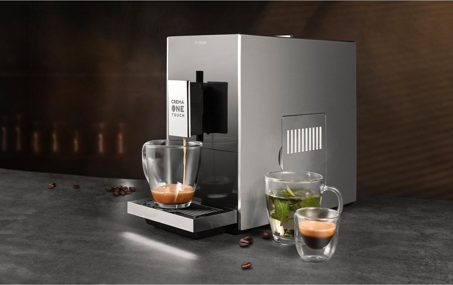 Kaffeevollautomat Crema One Touch Schwarz/Silber<br>Kaffeemaschine mit Siebträger