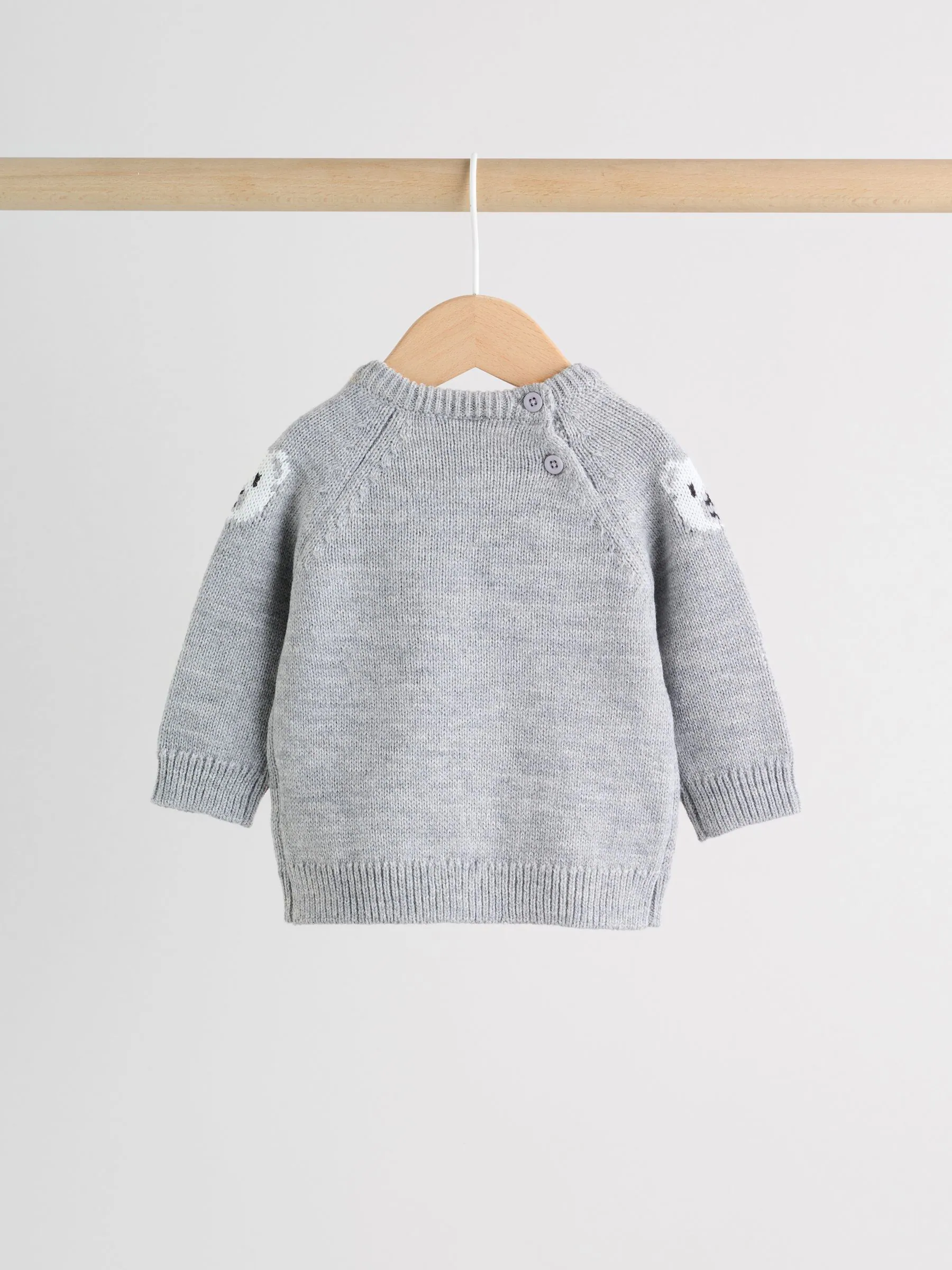 Grijze beer - Babyset van gebreide top en legging (0mnd-2jr)