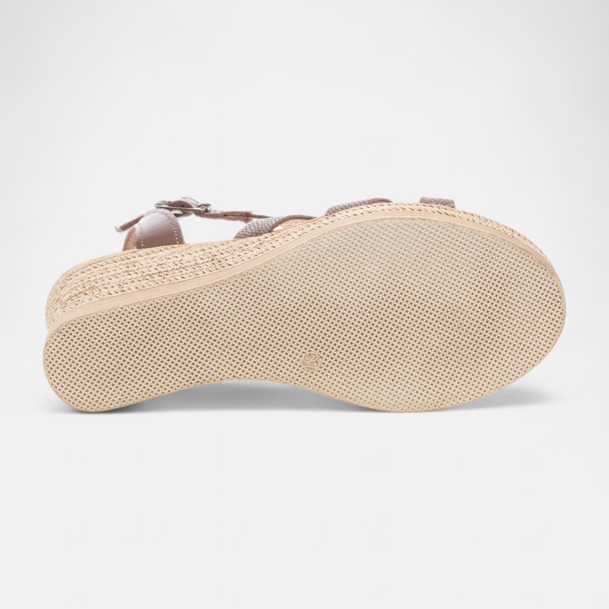 Nu-pieds à talon compensé Femme en cuir bronze