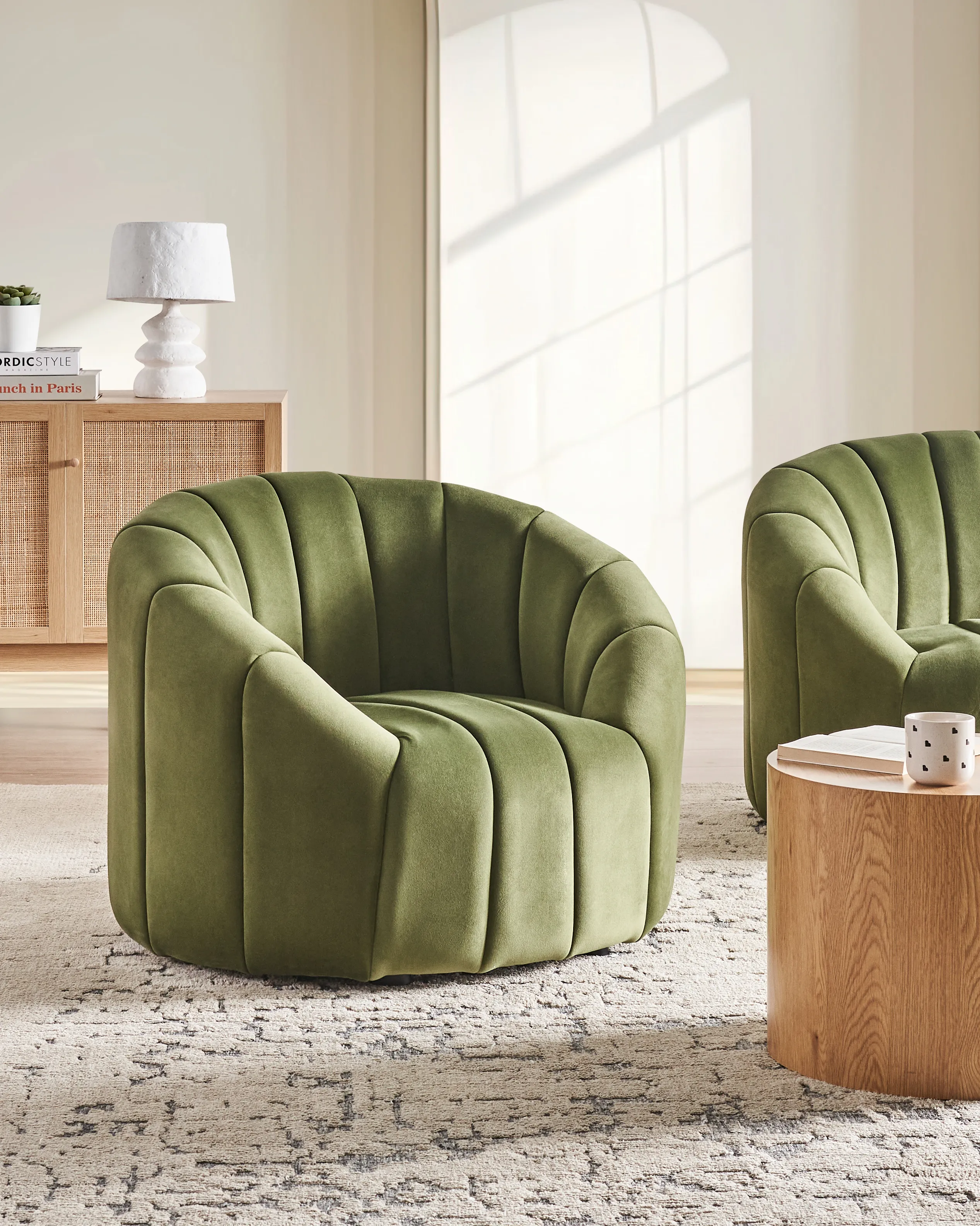Fauteuil MALUNG Fluweel Donkergroen