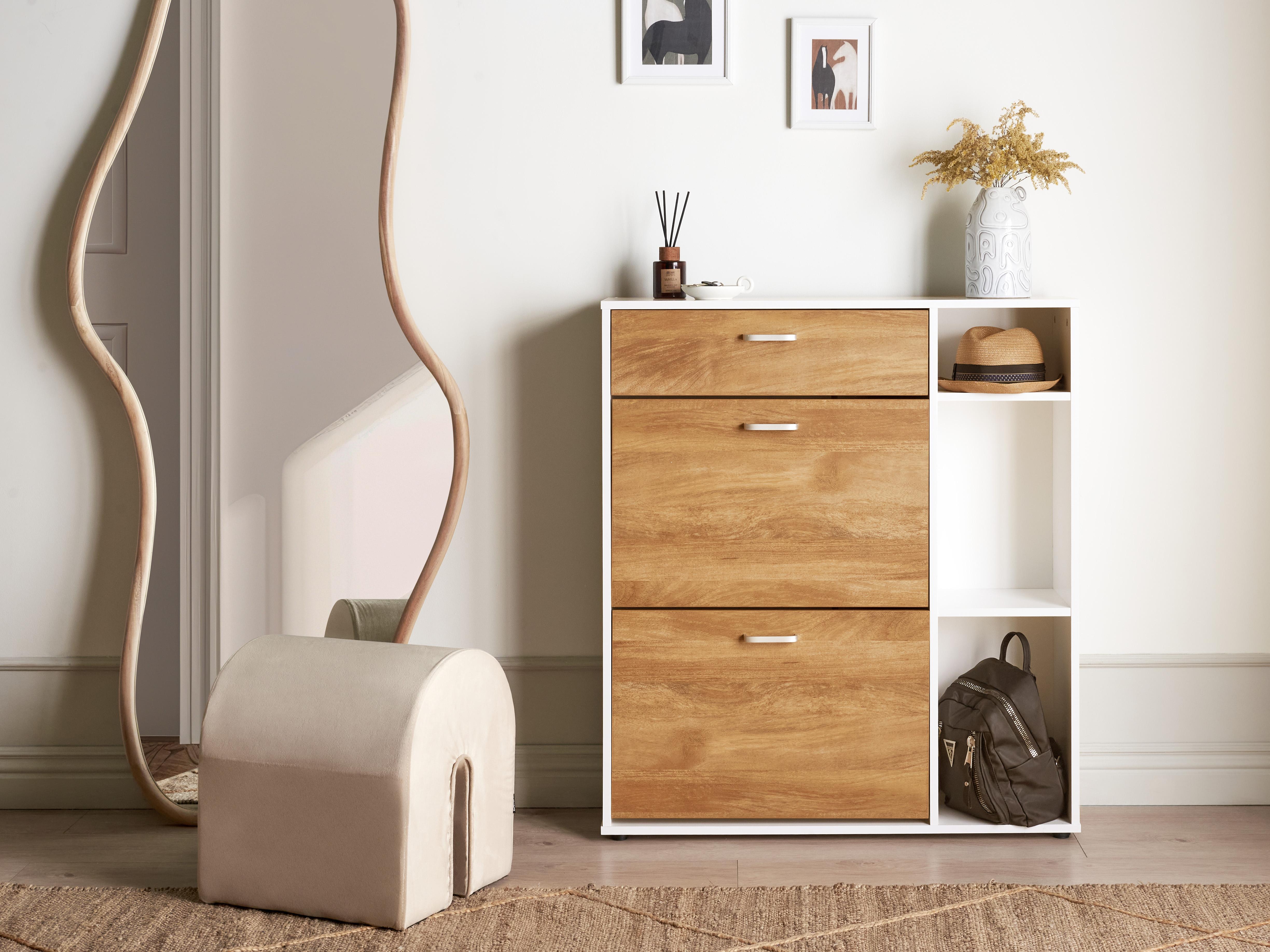 Schoenenkast MACKAY Lichtbruin/wit