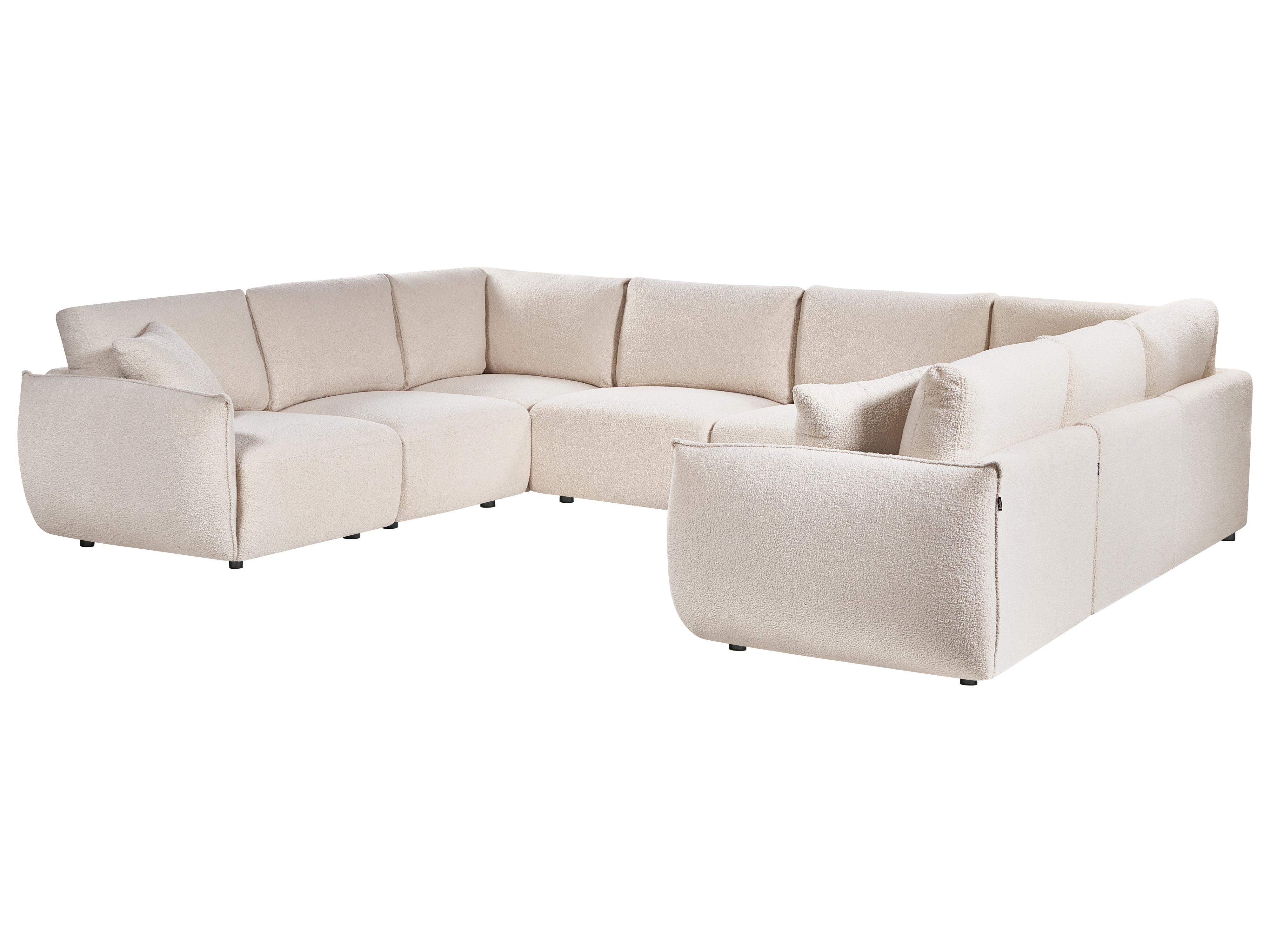 Modulaire U-vormige bank 8-zits MESNALI Bouclé Gebroken wit