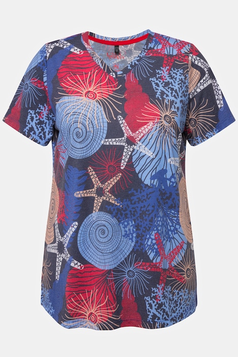 Funktionsshirt, Muscheln, V-Ausschnitt, Halbarm