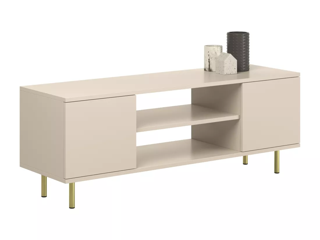 Meuble TV KOBI Focus cachemire, pieds métal doré