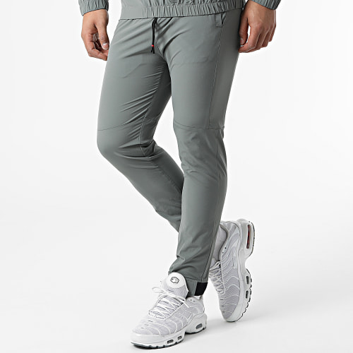 Ensemble De Survetement Veste Col Zippé Pantalon Jogging Vert Kaki Foncé