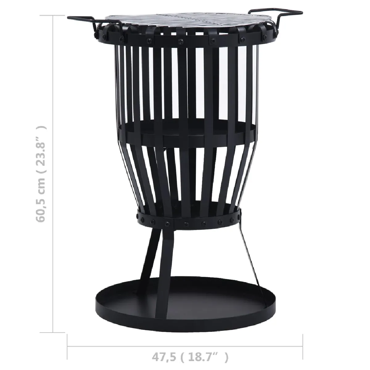 vidaXL Foyer de jardin avec grill - Acier 47,5 cm