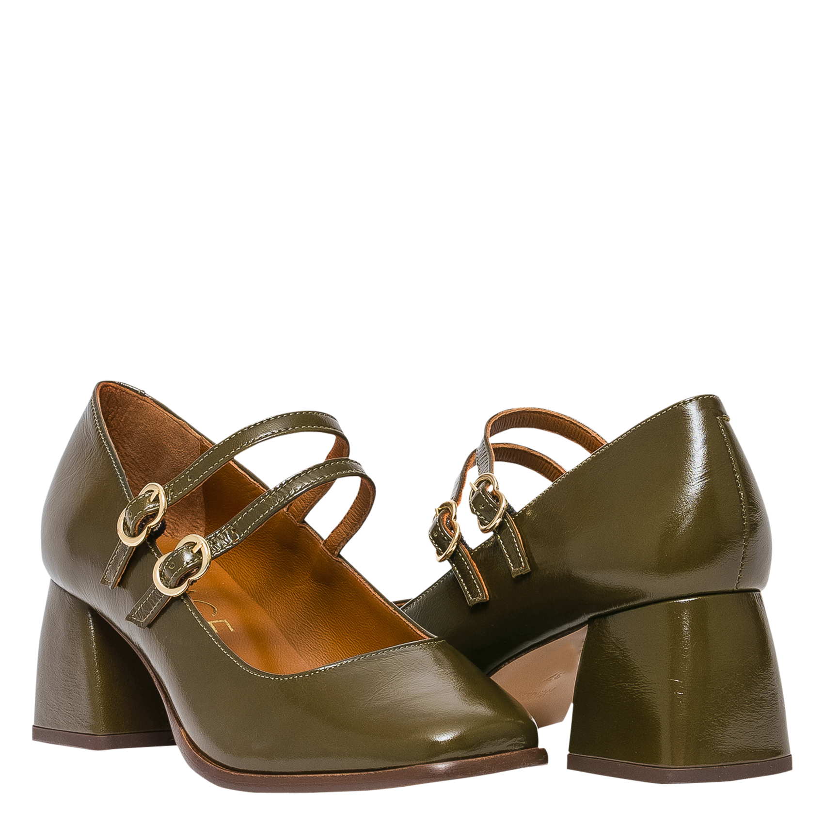 ISAURE - Babies à talons en cuir vernis | Vert