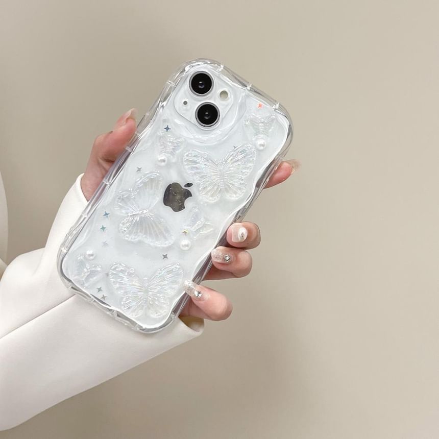 Tondephiry - Transparante telefoonhoes met vlinderprint voor iPhone 16, 16 Plus, 16 Pro, 16 Pro Max, 15, 15 Pro, 15 Pro Max, 14, 14 Plus, 14 Pro, 14 Pro Max, 13, 13 Pro, 13 Pro Max