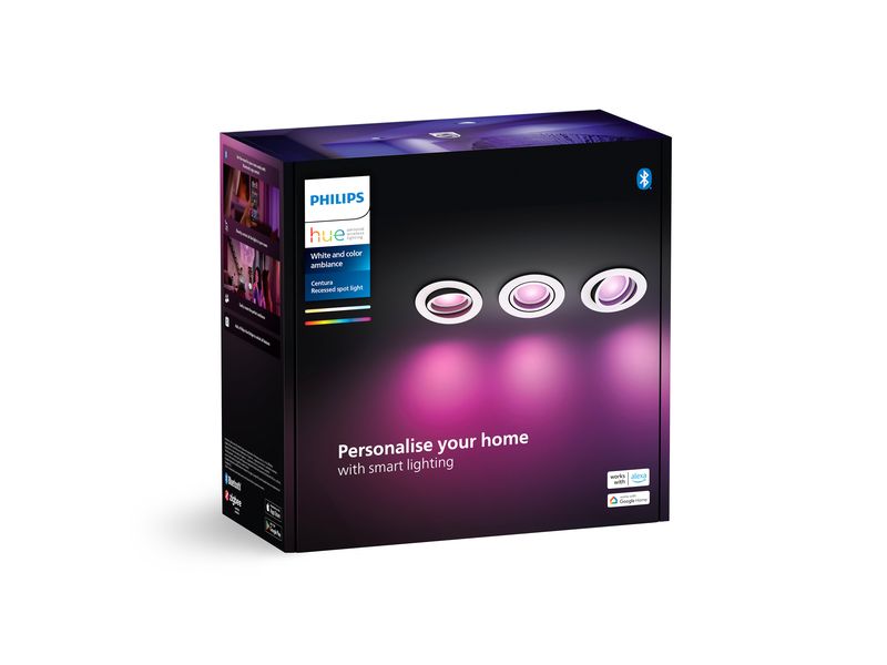 Philips Hue White & Color Amb. Centura Einbauspot 3er- Pack Atmosphärische Beleuchtung in 16 Millionen Farben