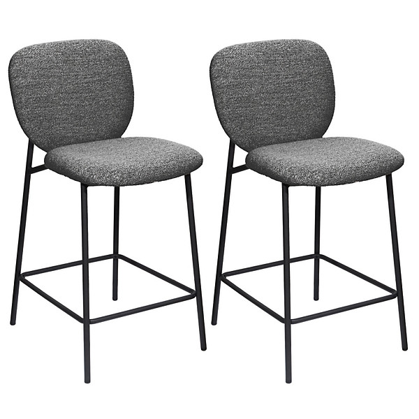 Tabourets hauts Twist pied noir assise grise (lot de 2)