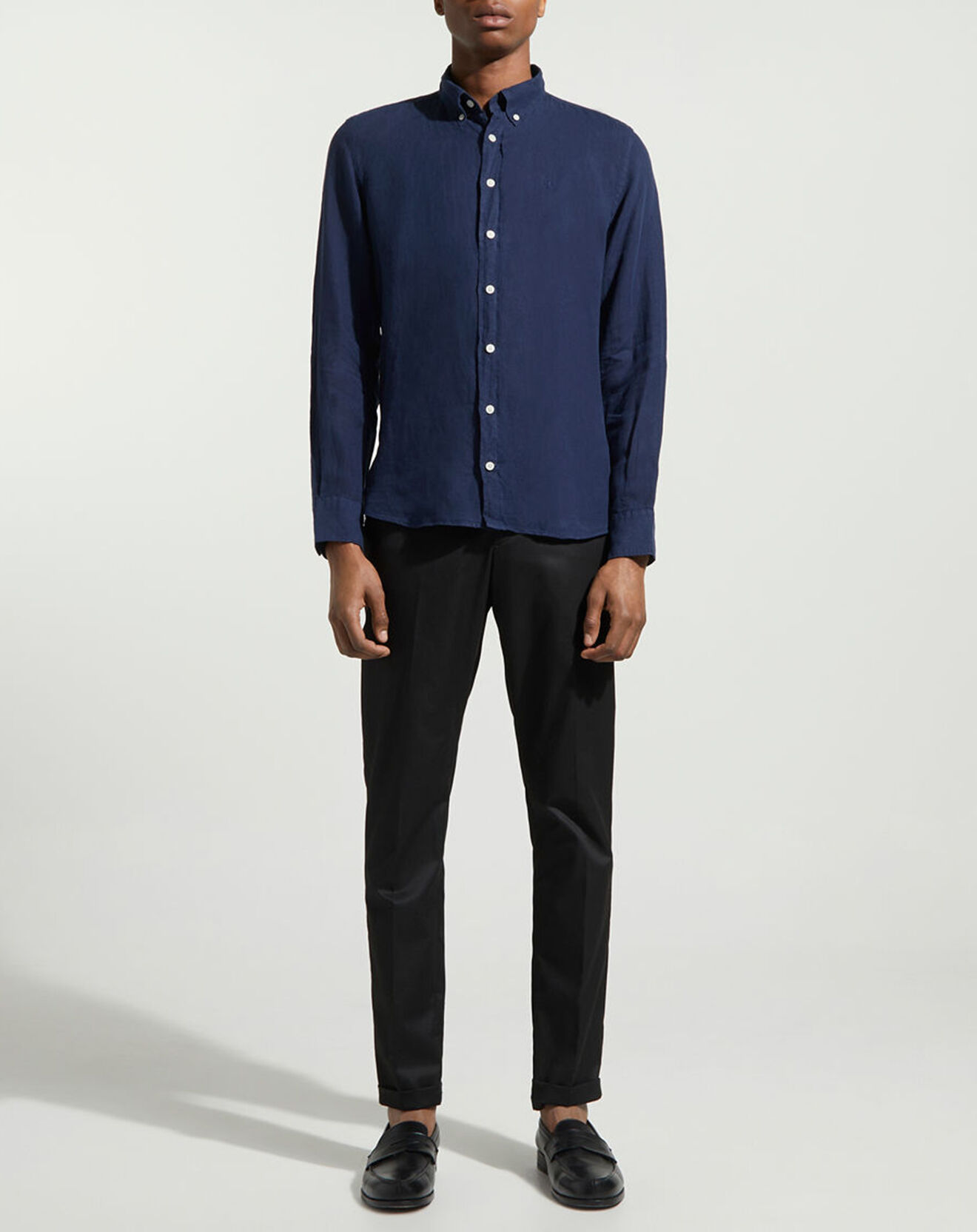 Hackett London Chemise 100% Lin Slim Fit bleu foncé
