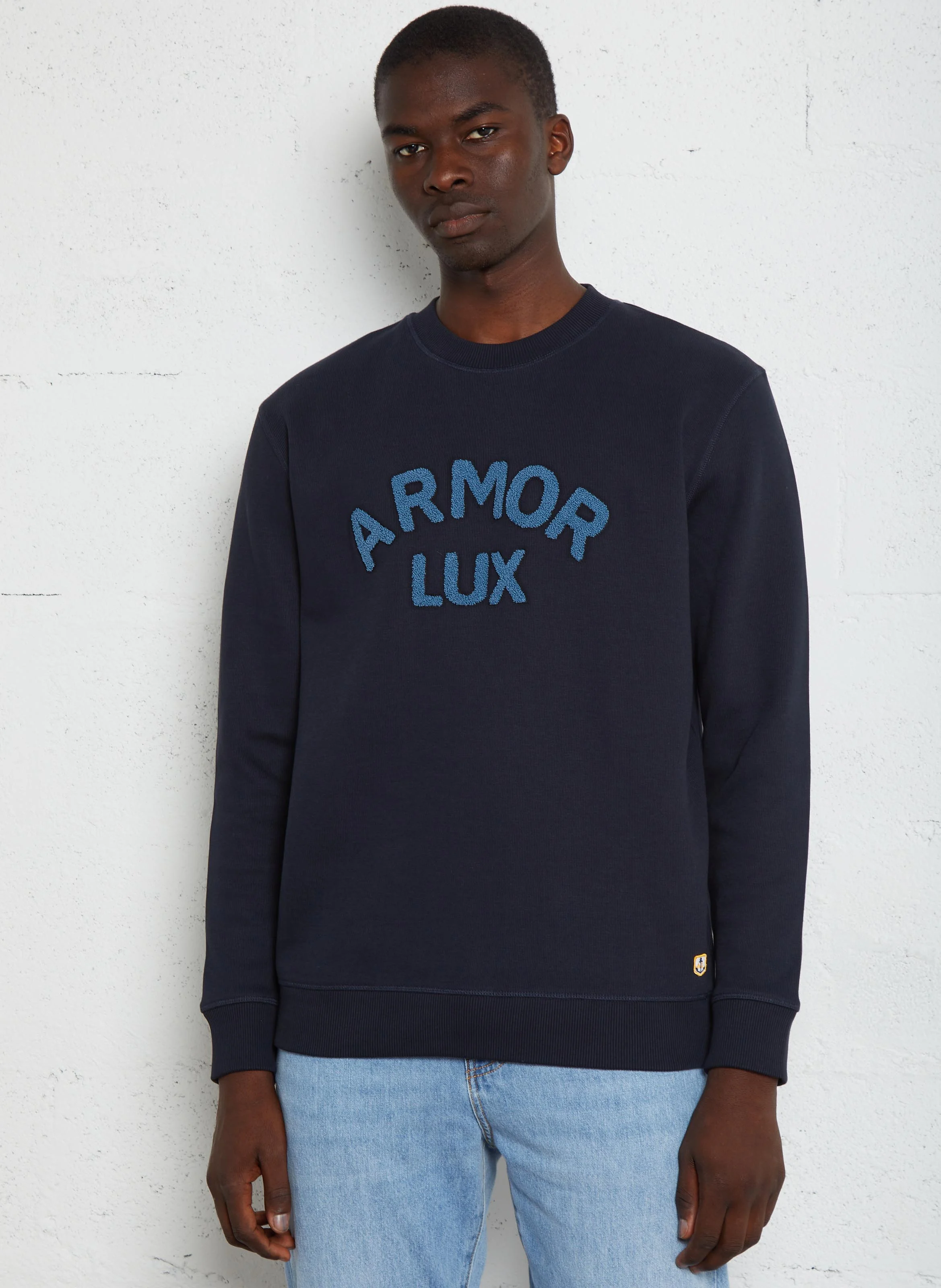 HERITAGE - Sweat ample brodé en coton | Bleu
