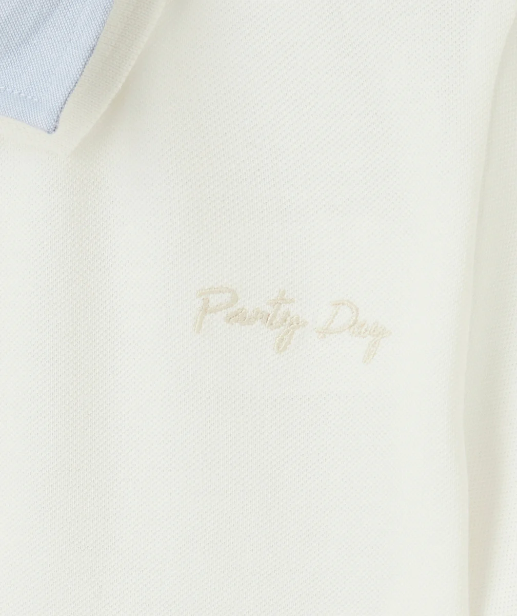 polo manches courtes garçon en coton bio effet 2 en 1 blanc et bleu