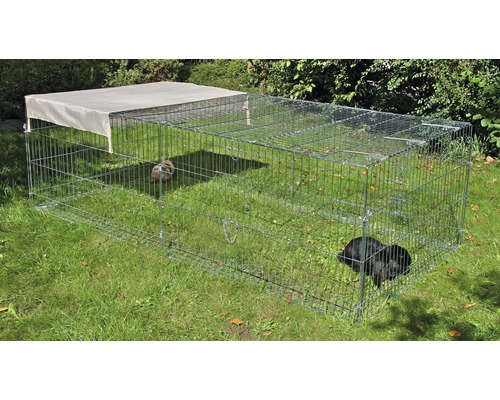 KERBL buitenverblijf met vluchtstrook en zonwering 230x115x70 cm