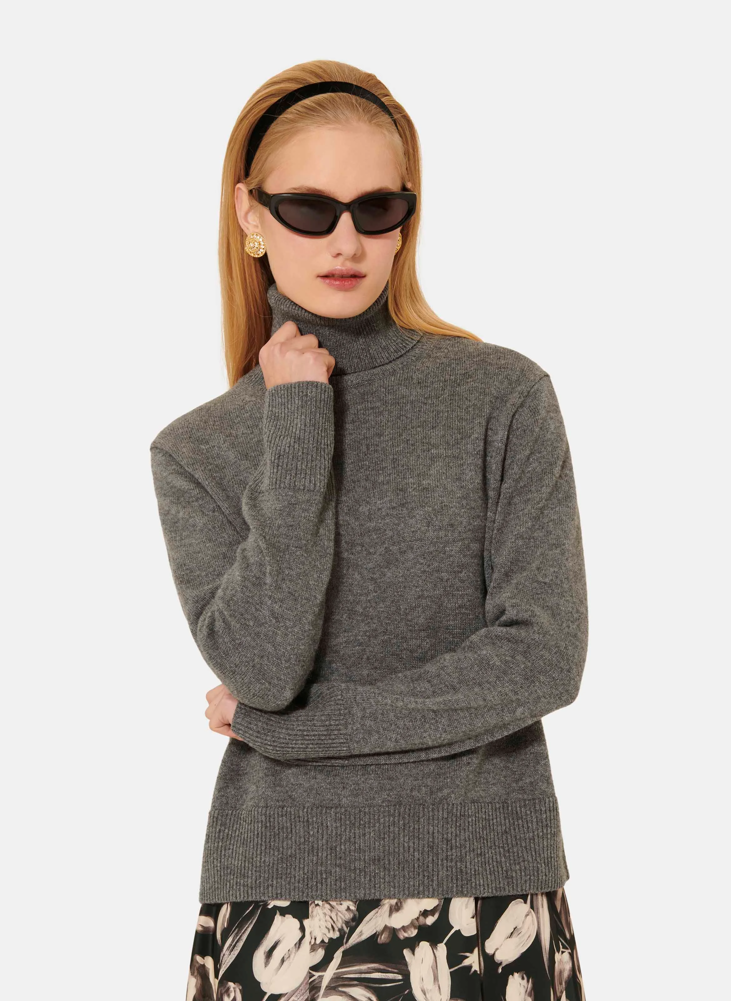 PALIA - Pull droit en laine mélangée | Gris