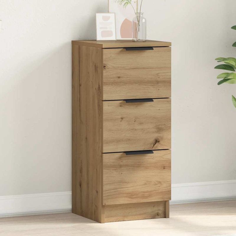 vidaXL - Dressoir - Eikenkleur - Bewerkt Hout - 3 Lades