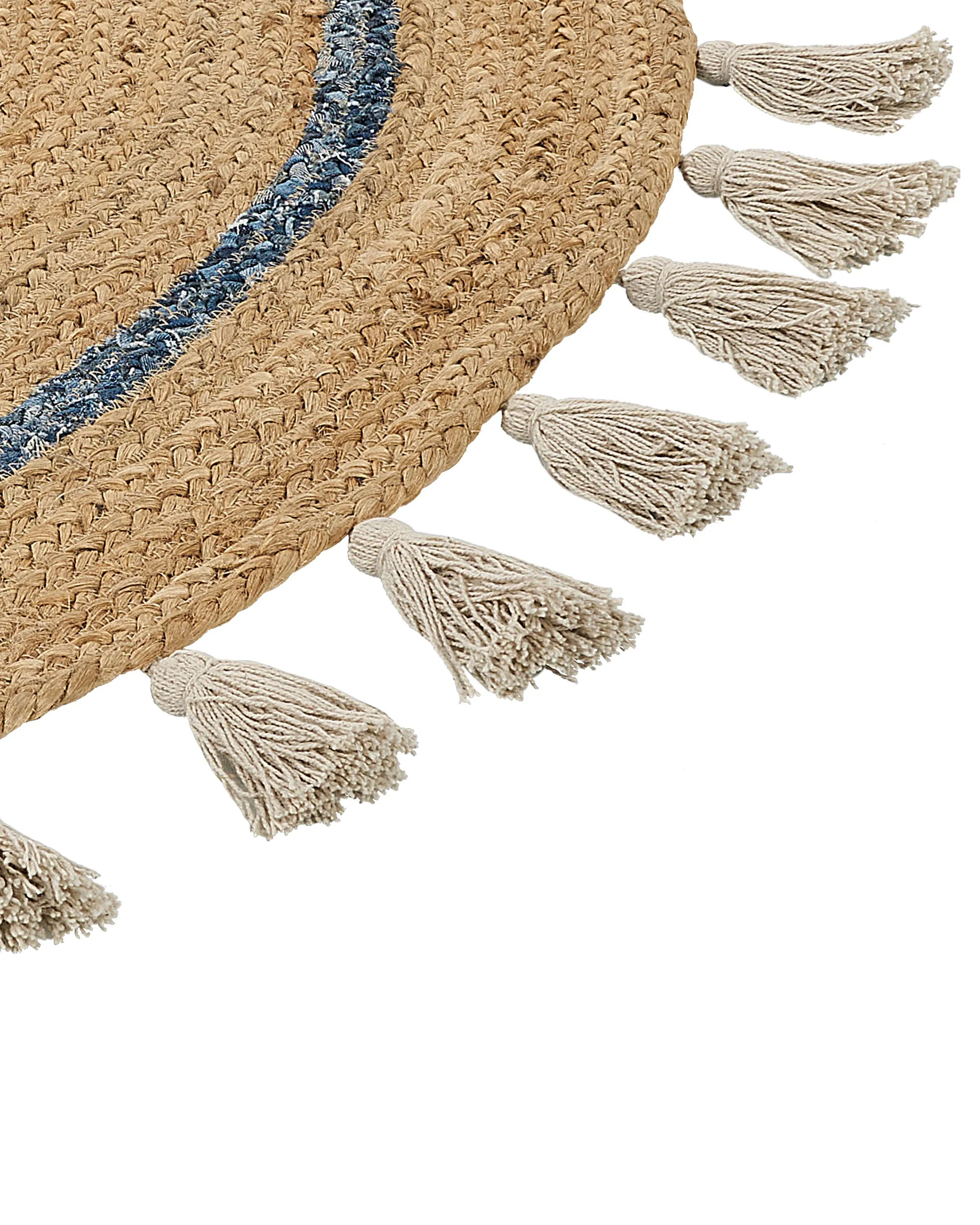 Vloerkleed OBAKOY Blauw ø 140 cm Jute