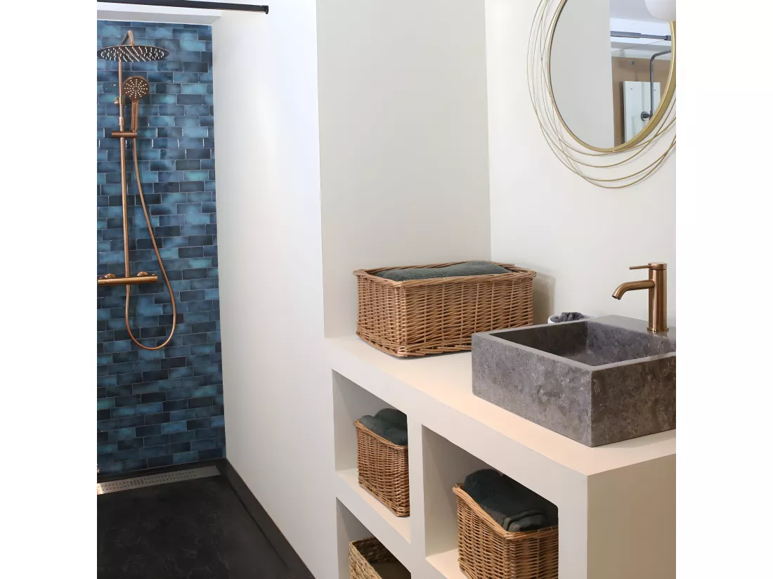 Lollipop mitigeur lavabo bas cuivre brossé - Essebagno