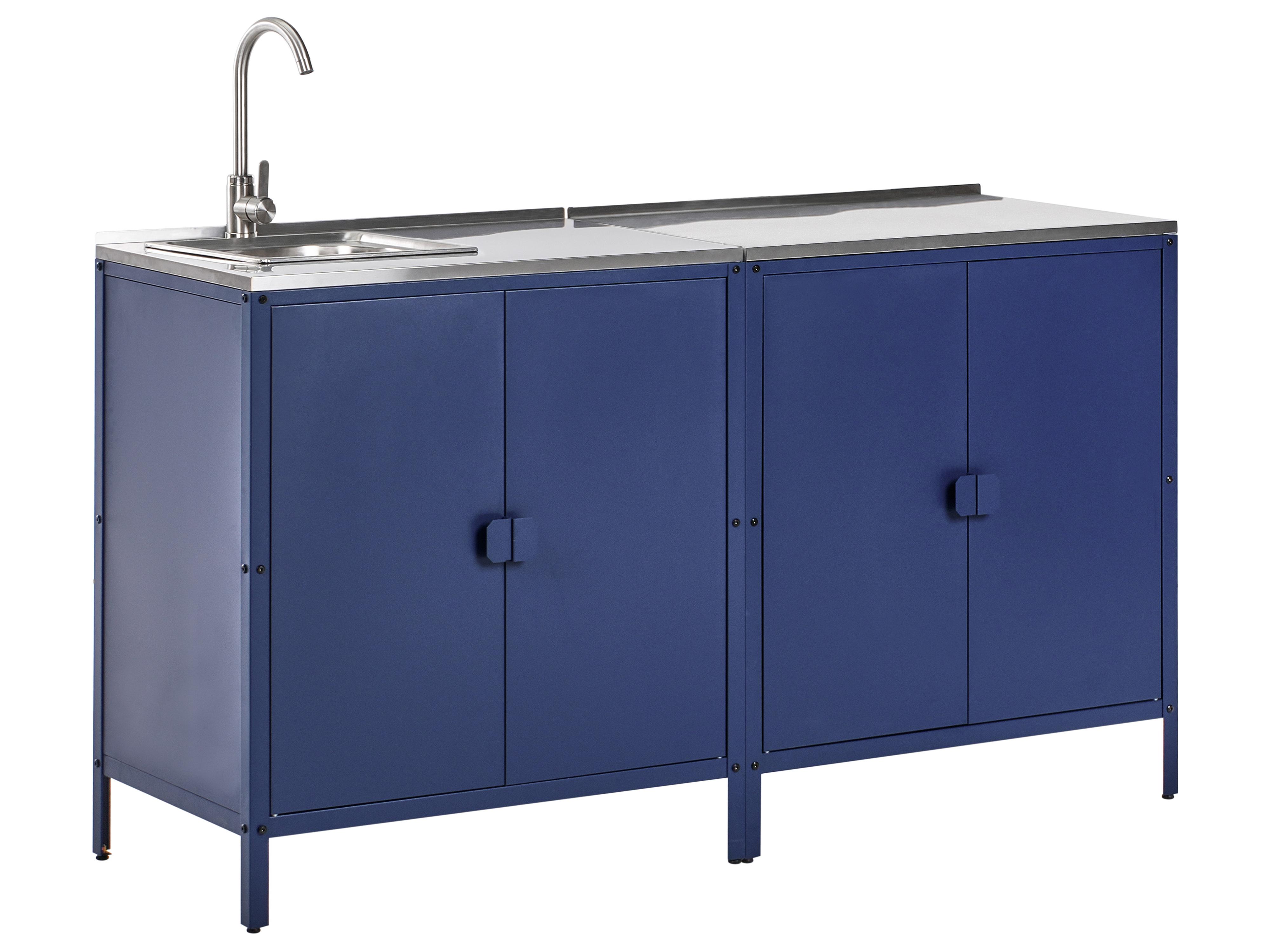Tuin keukenset 2-delig met spoelbak VILAMA Metaal Blauw