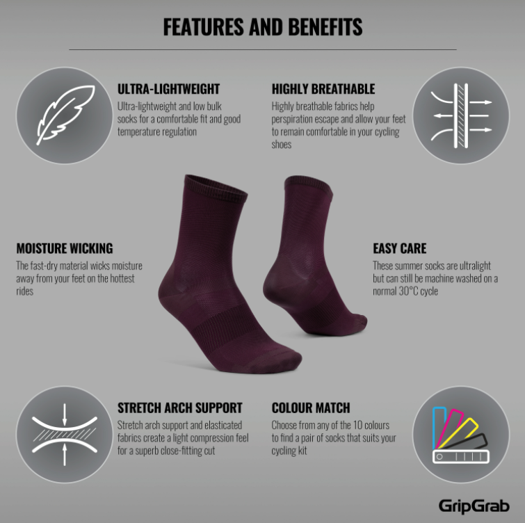 GripGrab Lightweight Airflow Long Strømper Mørkerød