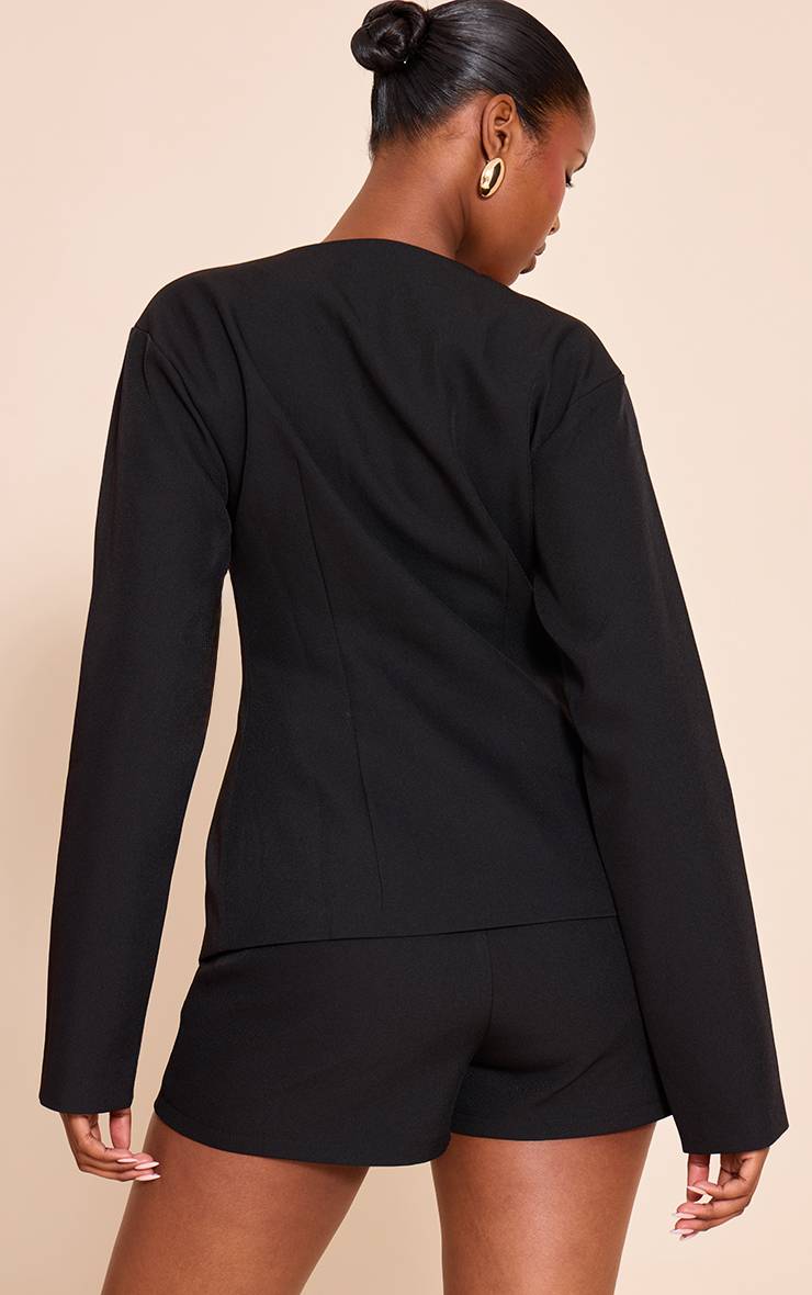 Noir Ensemble Blazer Asymétrique Cintré À La Taille Ajusté