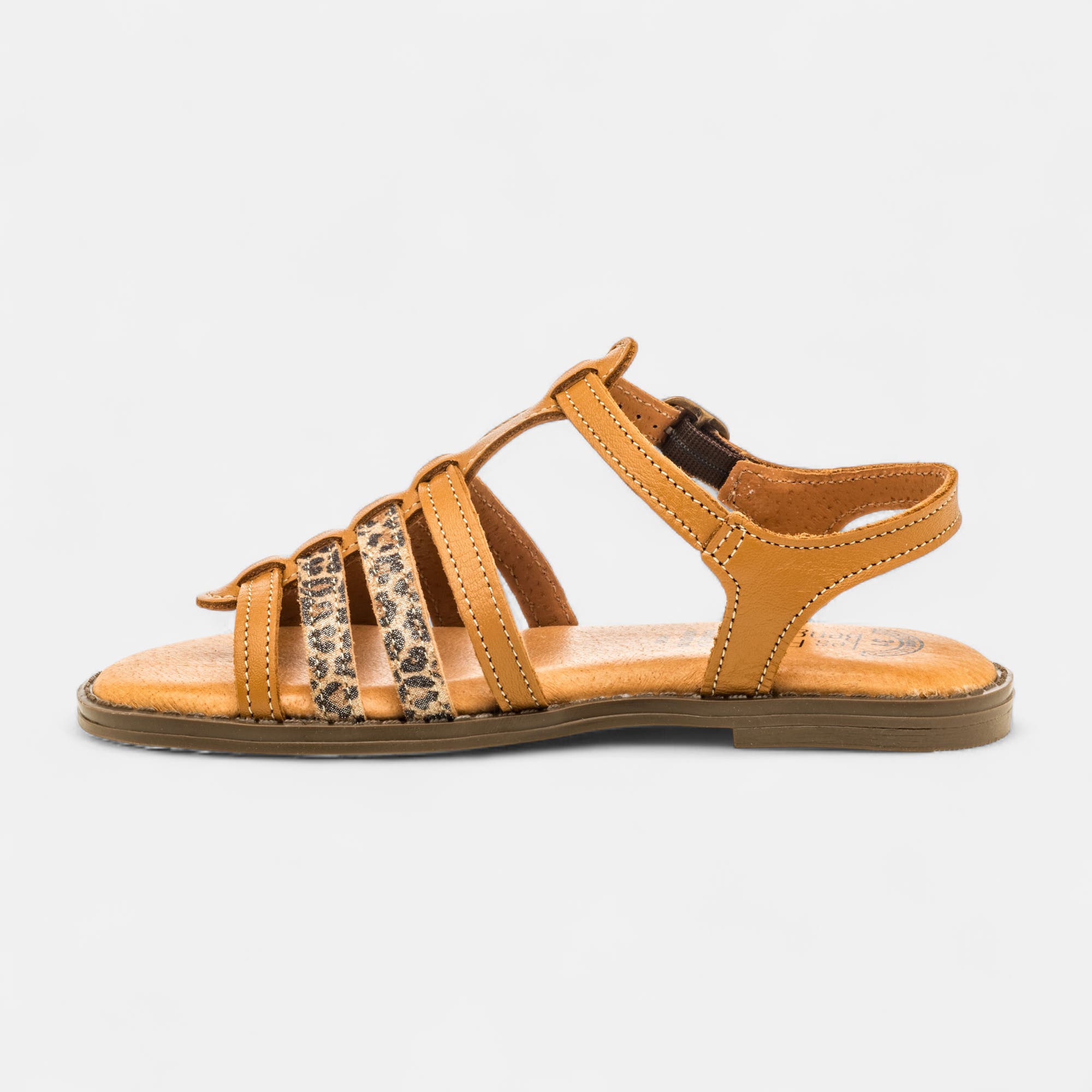 Nu-pieds Fille en cuir cognac