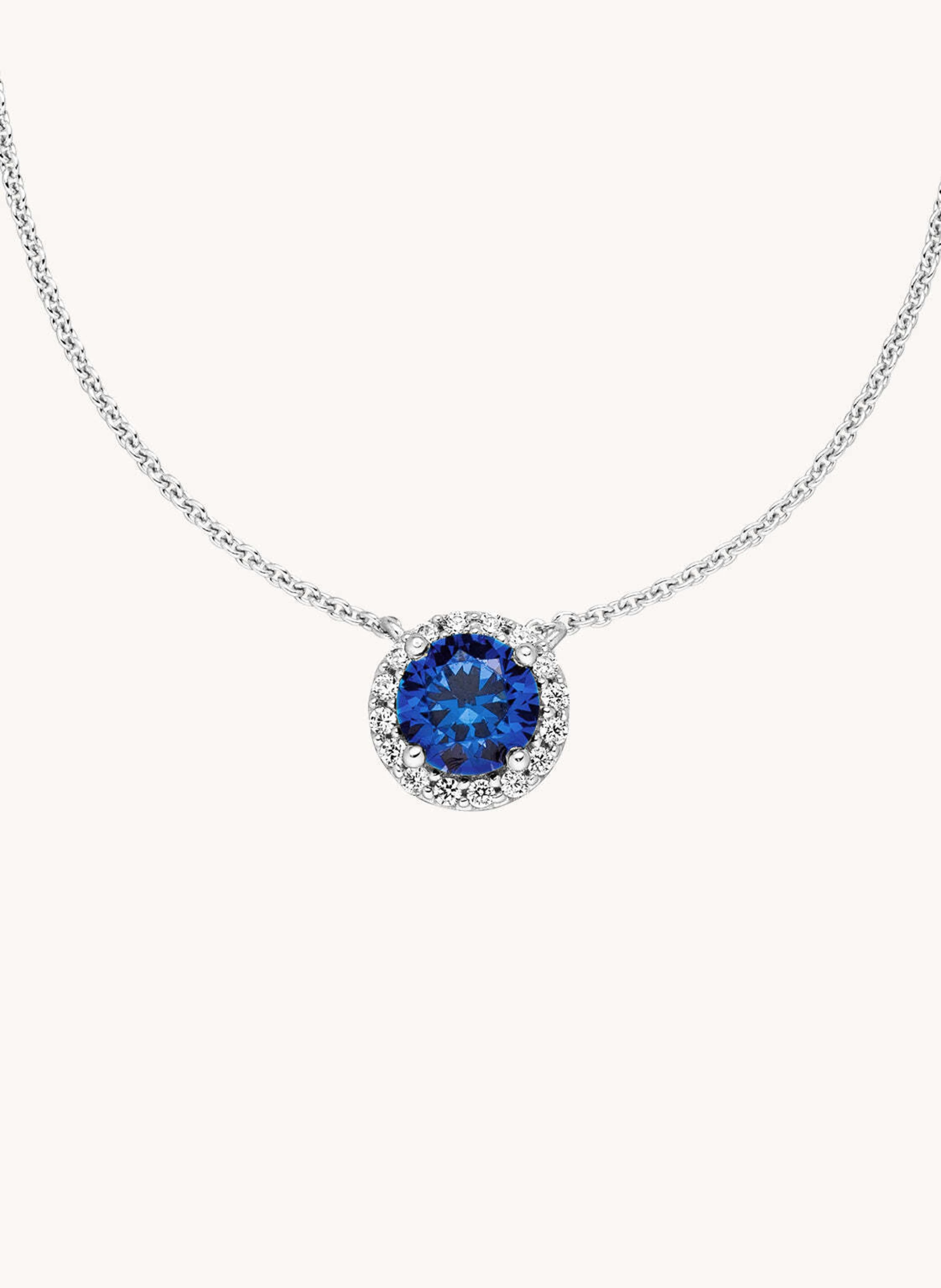 VEYNOU Halskette AVA aus 14 Karat Weißgold und 1,0ct. lab-grown Saphir und Diamanten
