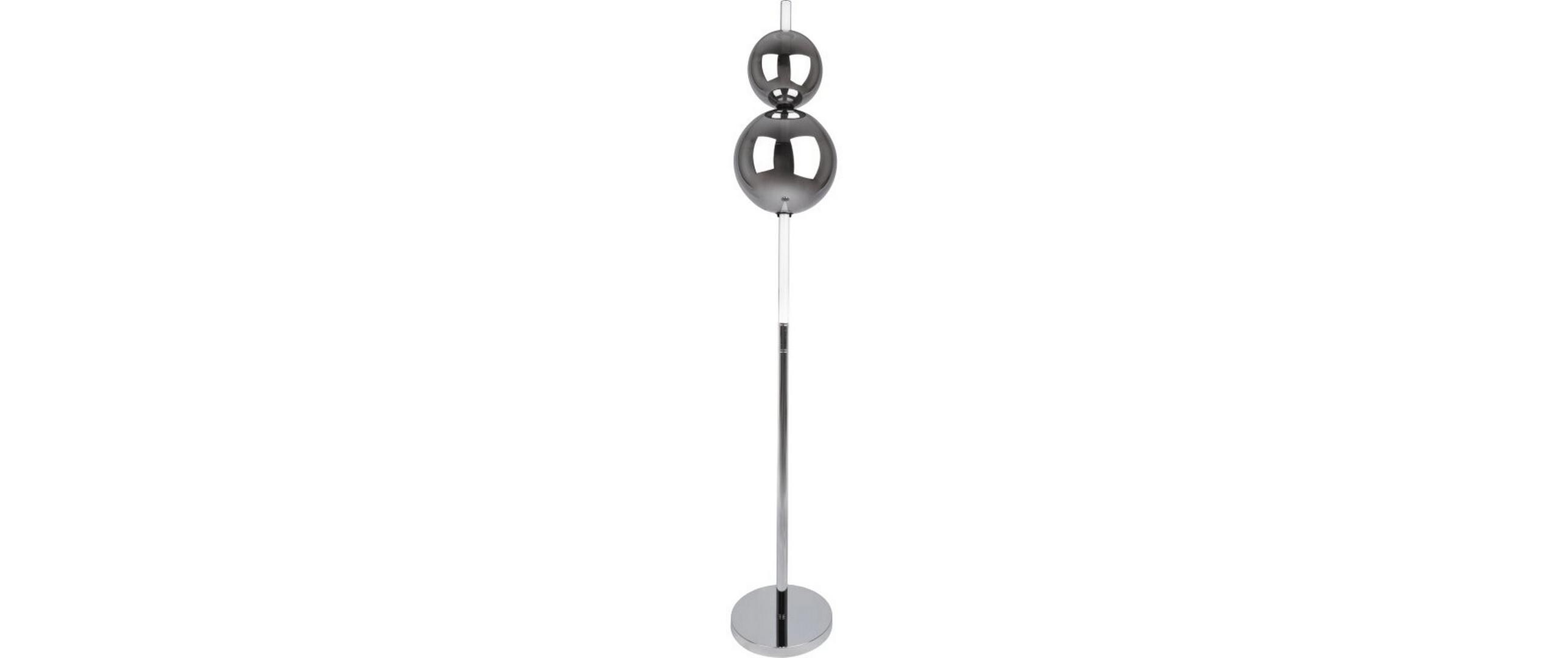 Stehleuchte LED «NOVA» Chrom<br>Dimmbare Stehlampe aus Metall und Glas mit zwei Kugel