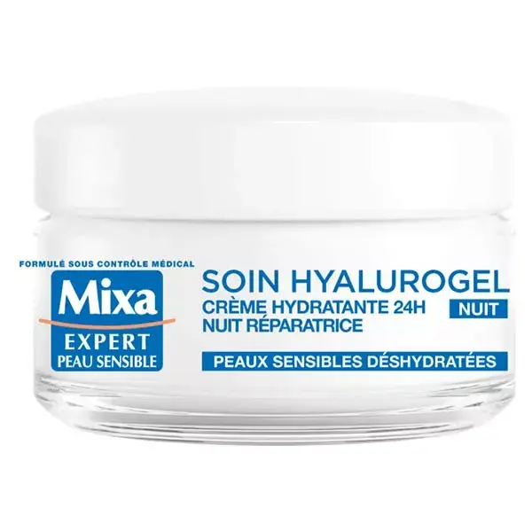 Mixa Visage Hyalurogel Creme-Máscara Noturno Hidratante para Pele Cansada e Sensível 50ml