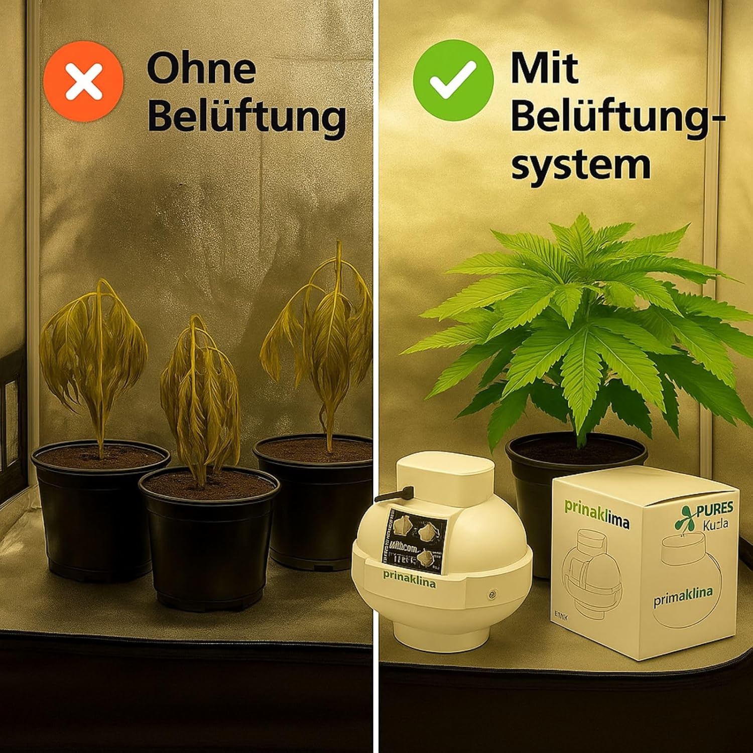 Weedness Grow Abluft Set Prima Klima Controlled 0-680 m³ Belüftungsset - Indoor Anbau Lüftungsset Rohrventilator Grow-Box Belüftungssystem