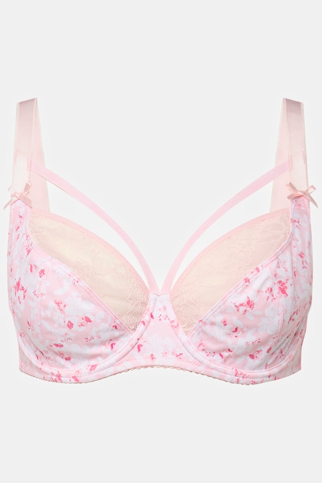 Bügel-BH, Blüten, Spitze, Zierbänder, Cup C - F
