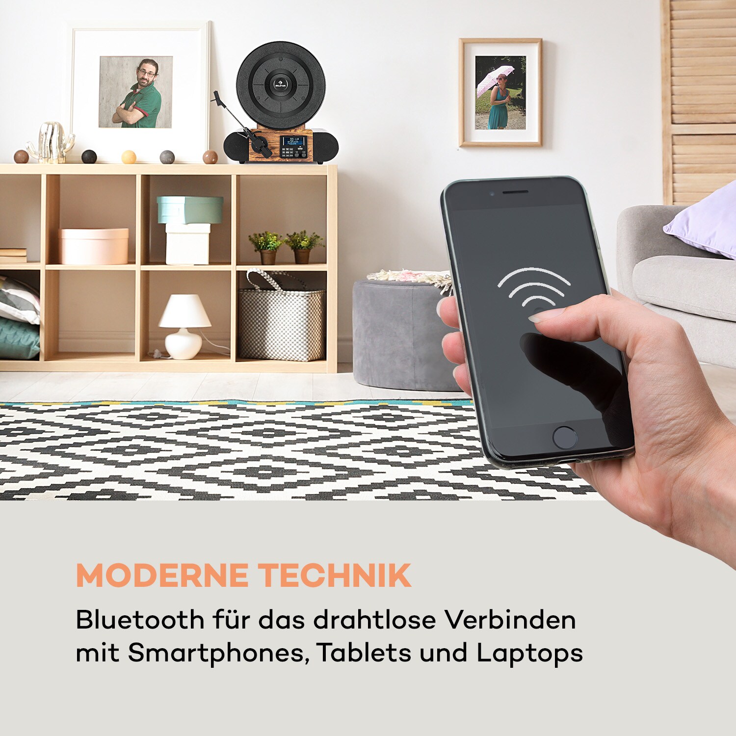 Verticalo SE DAB Retro-Plattenspieler DAB+ UKW-Tuner USB BT AUX holz